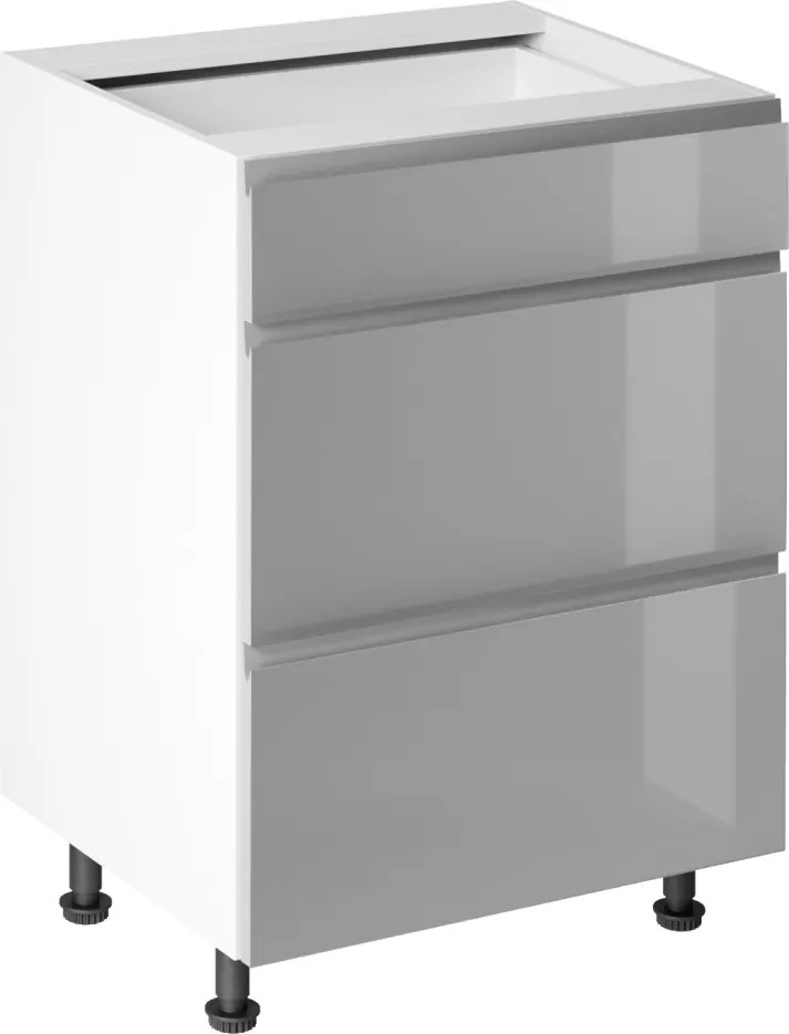 Alsószekrény, fehér/szürke extra magasfényű HG, AURORA D60S3