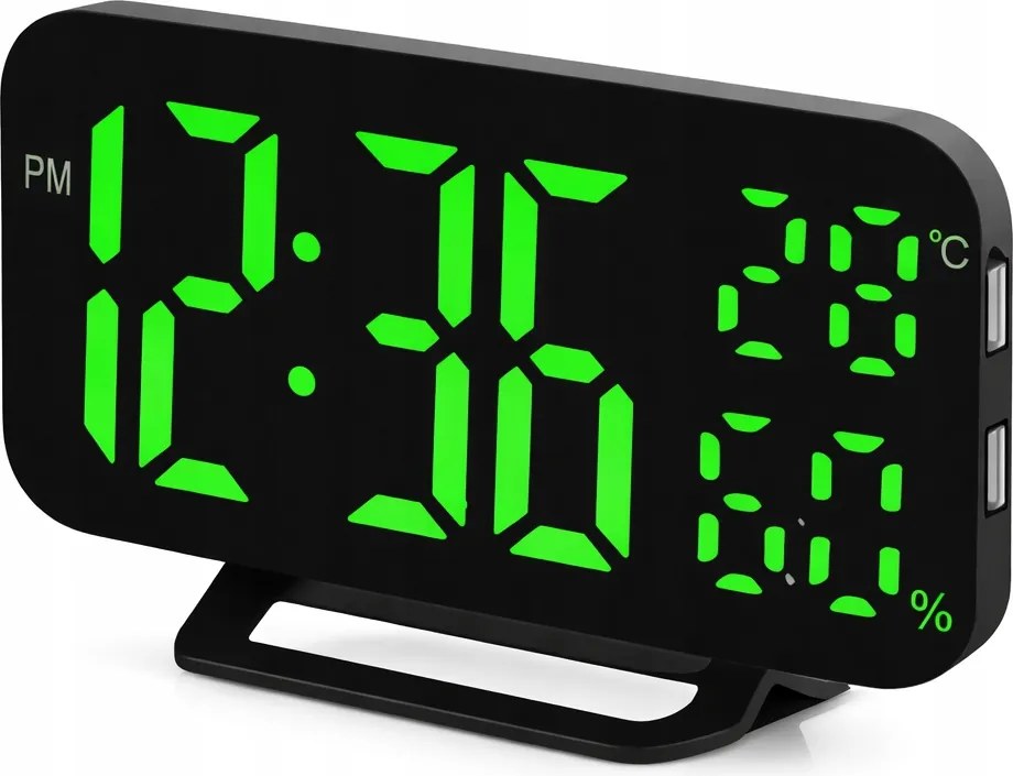 LED-es ébresztőóra Jvd SB3725.1 Usb higrométer hőmérővel szundi funkció