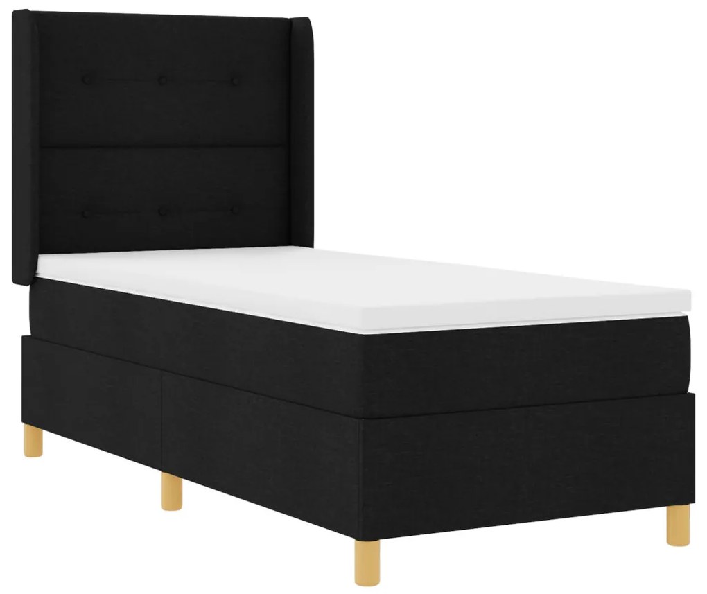 Ágykeret Matrac és LED Fekete 100x200 cm Szövet