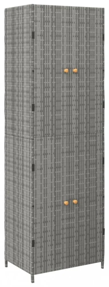 szürke polyrattan kerti tárolószekrény 59 x 40 x 180 cm