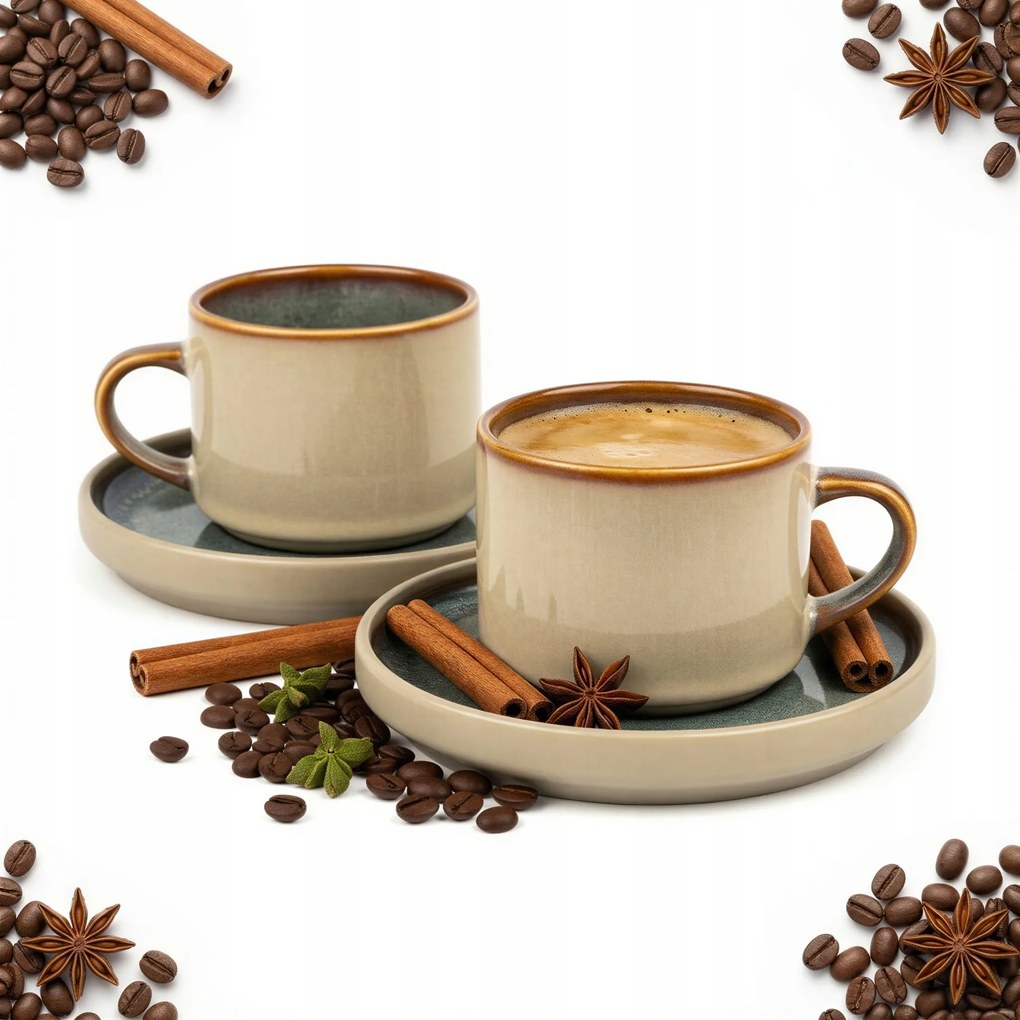 Kávéscsésze Csészealjjal 200 ML Bézs Ø 8,5 CM