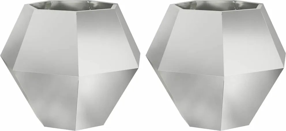 vidaXL Növénytartó 2 pcs Ezüst 75 x 75 x 60 cm Horganyzott acél