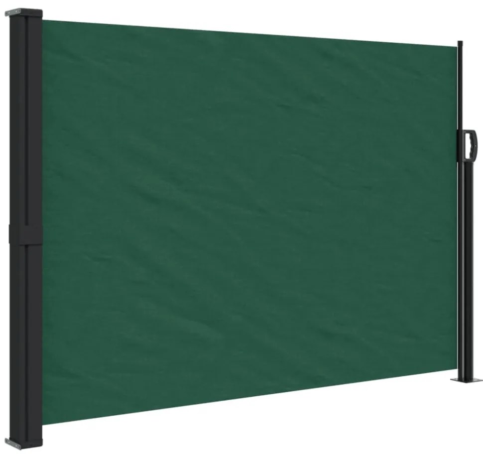 sötétzöld behúzható oldalsó napellenző 140 x 500 cm