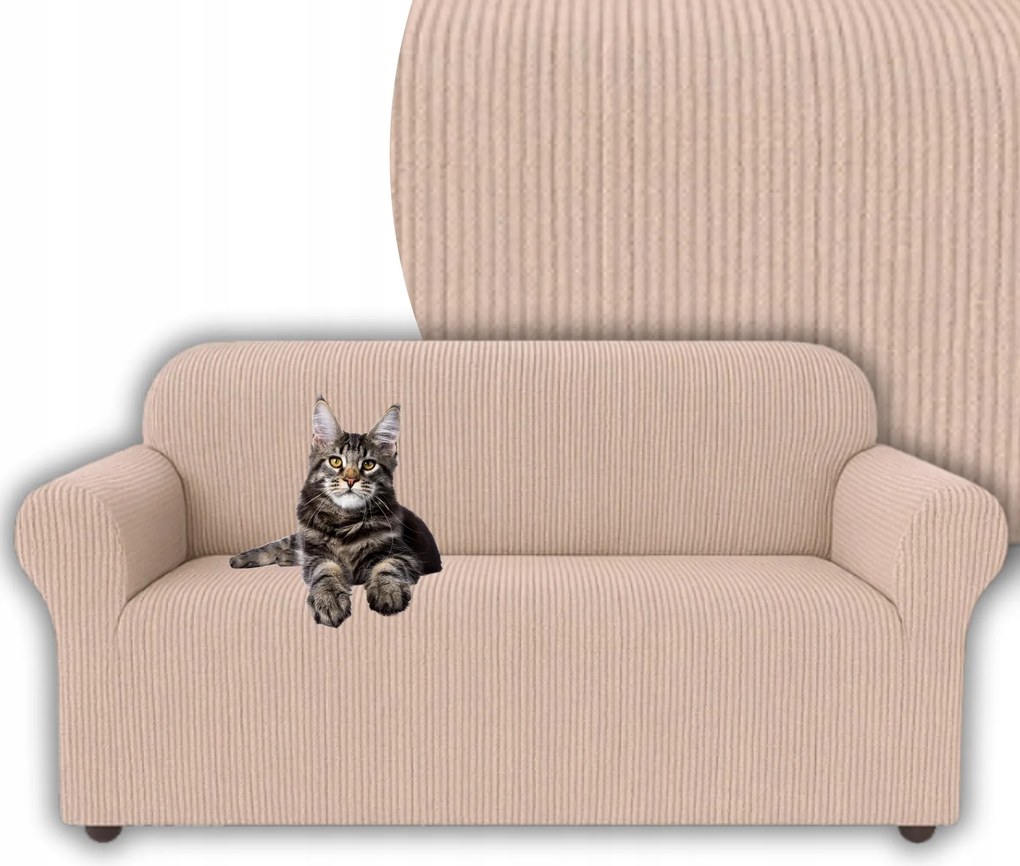 Kanapé Huzat Kanapé Sarok Jacquard Kordbársony 3 Személyes Bézs 190-230