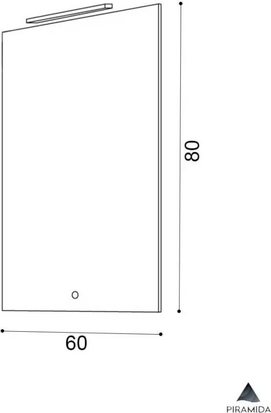 Piramida PERLA 60 G fürdőszobai tükör LED világítással - érintőkapcsolóval - 60 x 80 x 4 cm