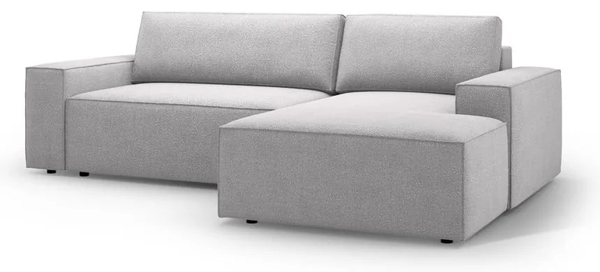 Világosszürke buklé kinyitható sarokkanapé (jobb oldali) Jodie – Micadoni Home