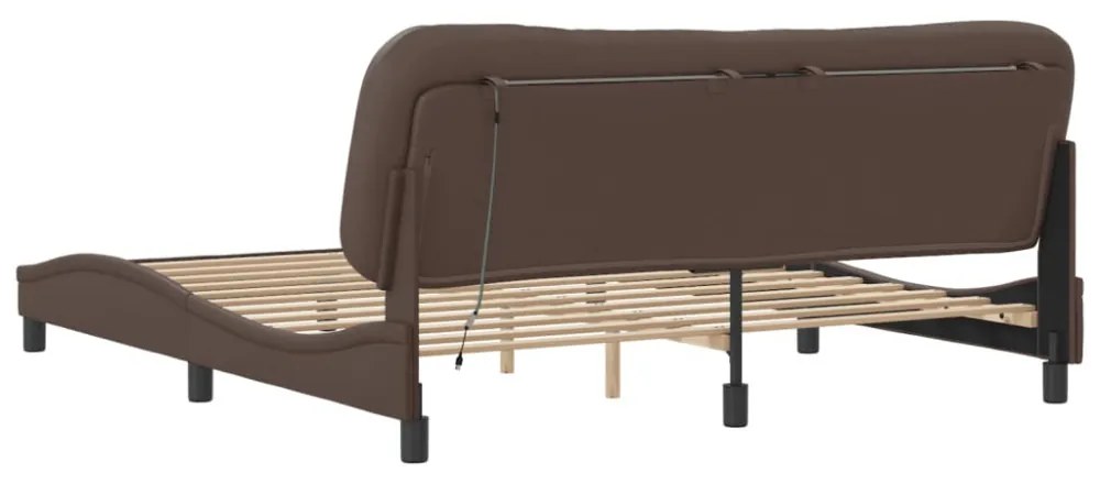 barna ágykeret LED-ekkel matrac nélkül Hvar 180 x 200 cm
