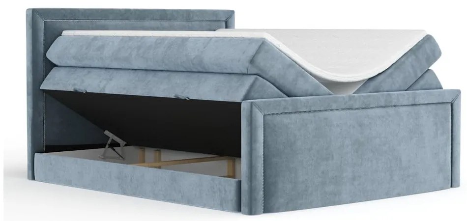 Kék ágyneműtartós boxspring ágy 140x200 cm Lavenda – Maison de Rêve