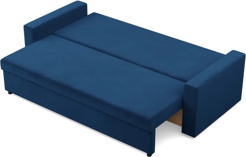 Zeus kanapéágy, bársony, hab töltet, egyenes kartámasz, kék