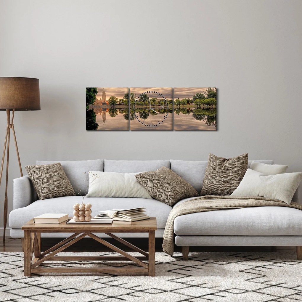 A tó és a fák képe (órával) (90x30 cm)