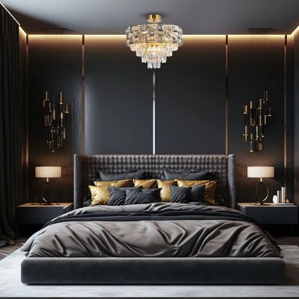 Csillár rúdon LUXURIA 9xE14/40W/230V arany