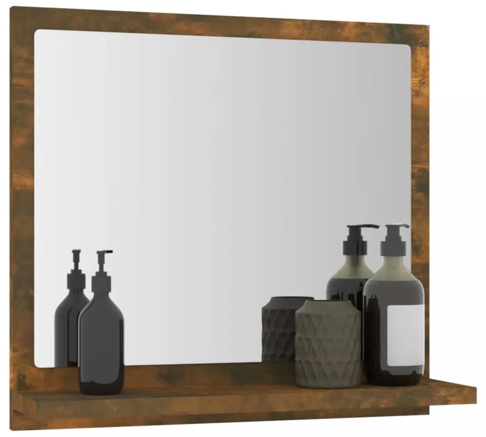 füstös tölgy színű szerelt fa fürdőszobatükör 40x10,5x37 cm