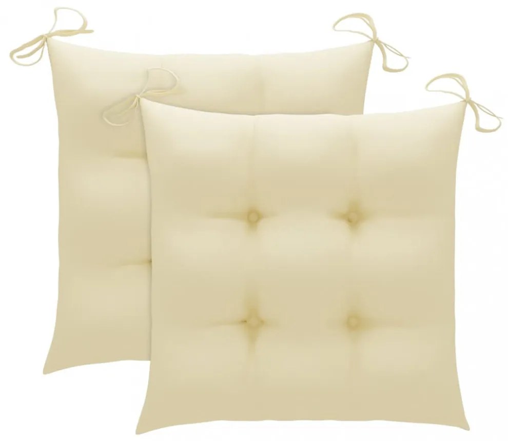 2 db tömör tíkfa kerti szék krémfehér párnával