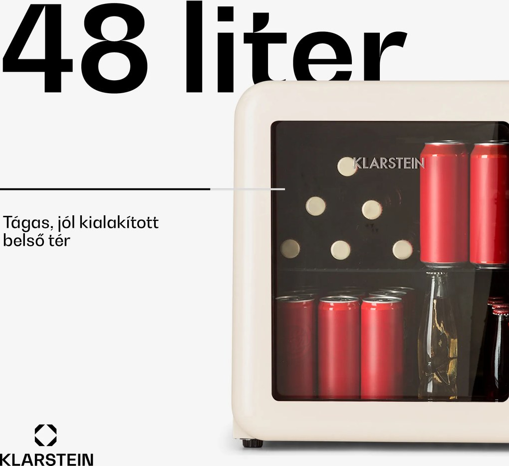 Klarstein PopLife 48, italhűtőszekrény, 0 - 10 °C, retro kivitel