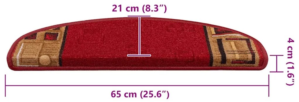 10 db piros öntapadó lépcsőszőnyeg 65x21x4 cm