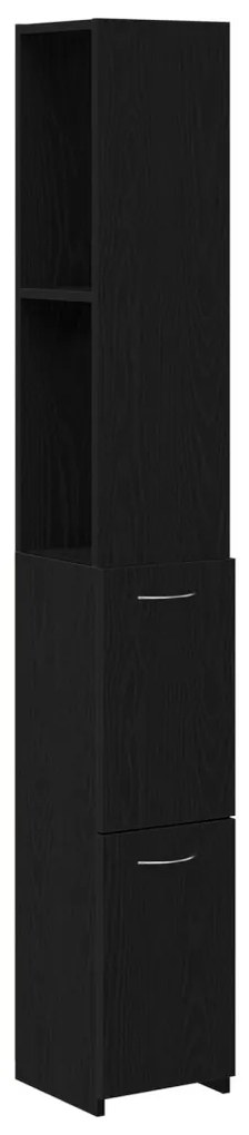 vidaXL Fekete Tölgy Fürdőszobai Szekrény 25x25x170 cm Mérnöki Fa