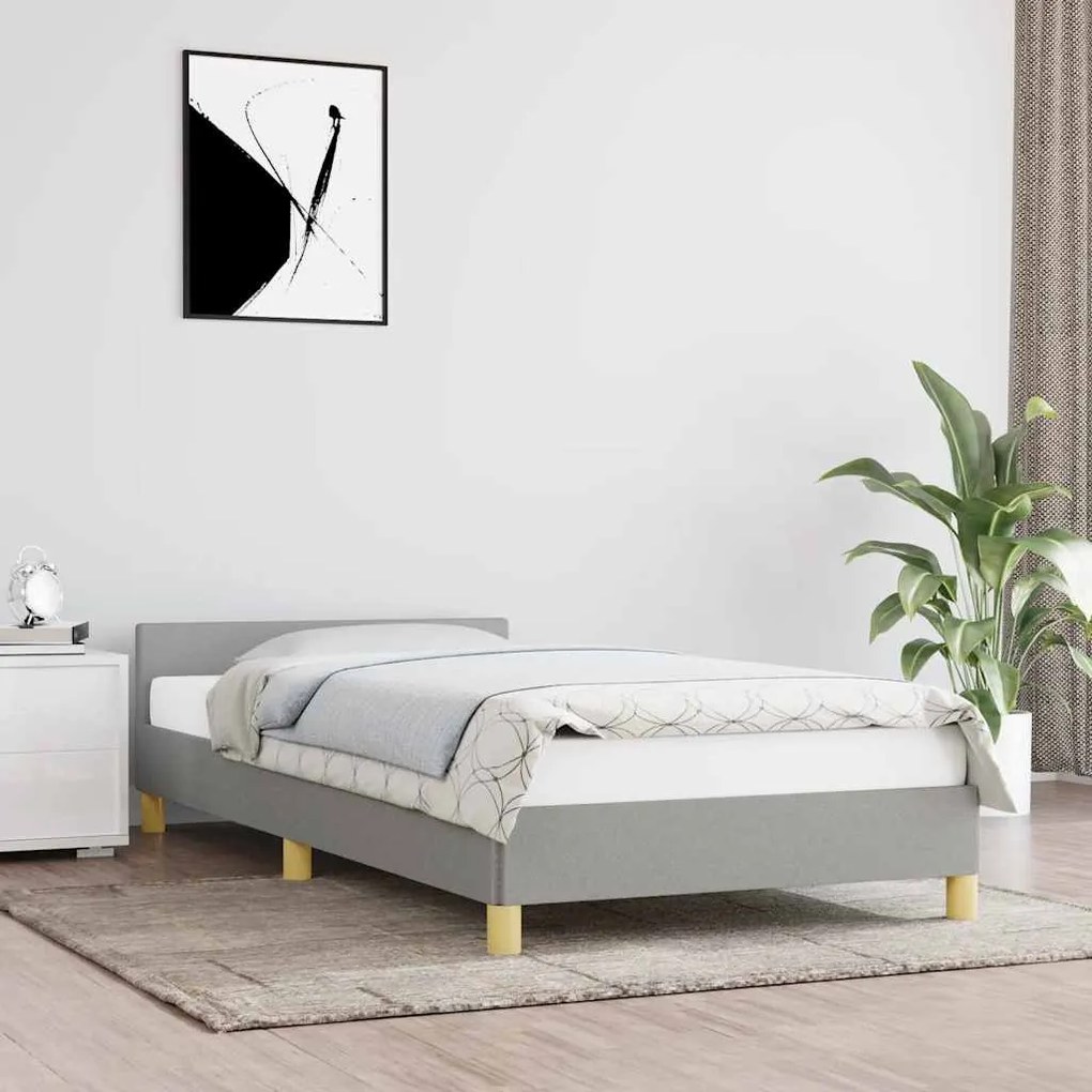 világosszürke szövet ágykeret matrac nélkül 100x200 cm