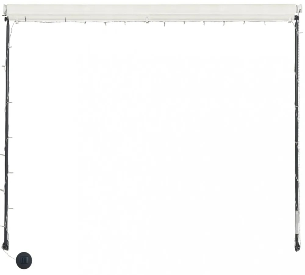 feltekerhető krémszínű napellenző LED-del 250 x 150 cm
