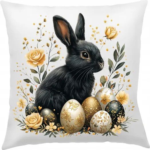 Húsvéti Párnahuzat 40X40cm Fekete Nyuszi