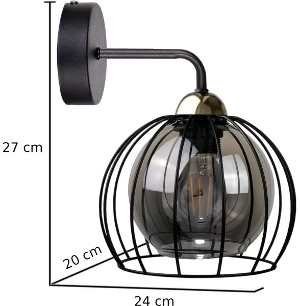 Fali lámpa SOLO BLACK 1xE27/60W/230V fekete/arany