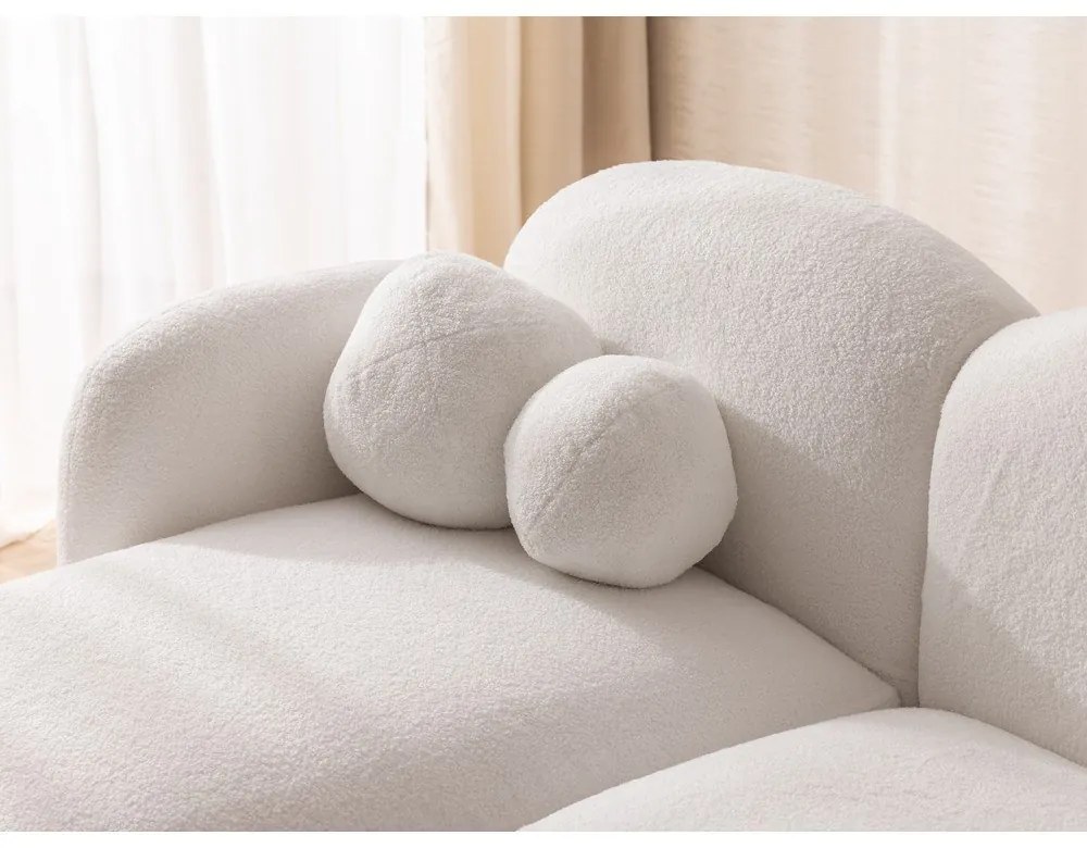 Krémszínű buklé sarokkanapé (bal oldali-heverő résszel) Orbit – Ropez