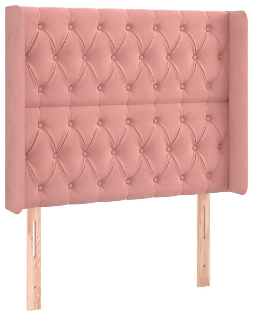 rózsaszín bársony LED-es fejtámla 103x16x118/128 cm