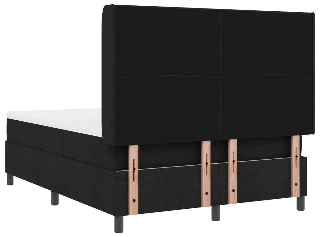 Boxspring Ágy Mattal és LED Fénnyel Fekete 140x200 cm Szövet