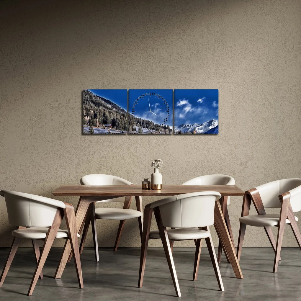 Kép - Hegyi város (órával) (90x30 cm)