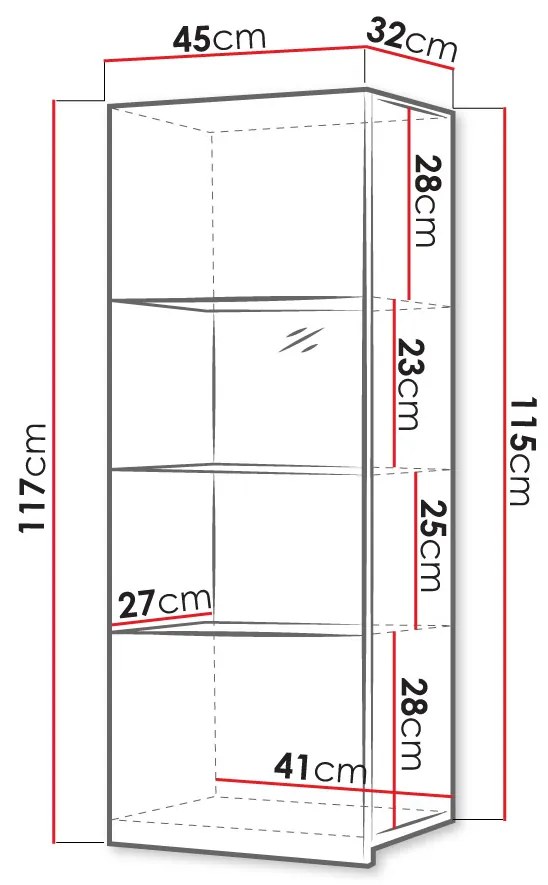 Függesztett vitrin Brolani BR11 (fekete + fényes fekete) (kék LED világítással). 1106337