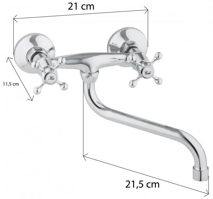 Erga Rapa, falra szerelhető mosogató csaptelep 150mm, króm, ERG-YKA-BZ.RAPA-CHR