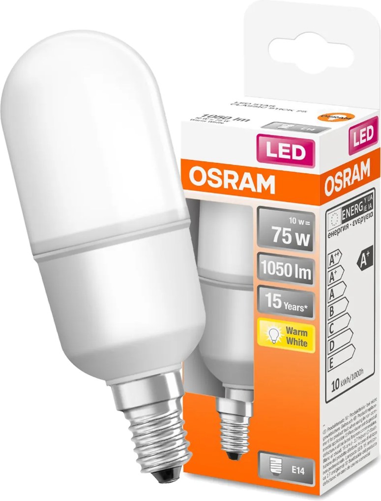 Led izzó E14 Cső 10W 75W 2700K Stick Osram
