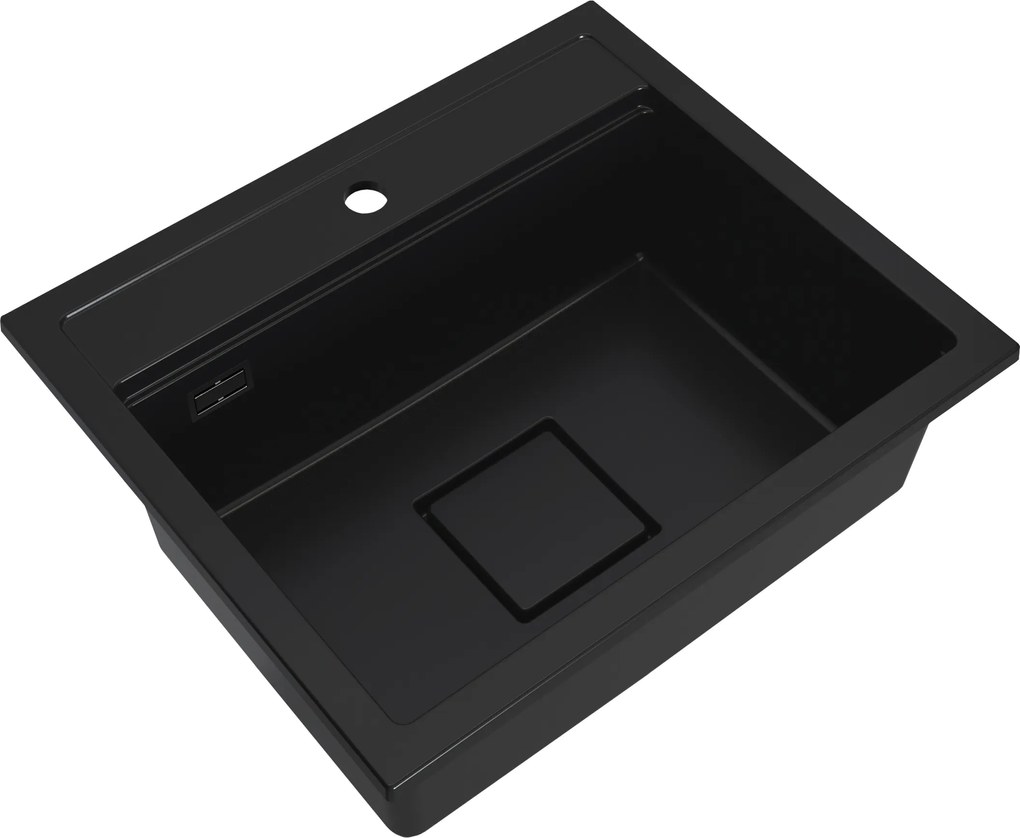 Gamma Quadro 5850, 1 rekeszes gránit mosogató 580x495x220 mm, fekete, GMA-ZLE000229