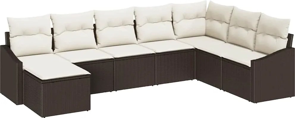 vidaXL Kanapé Szett párnával 8 pcs Barna polirattan