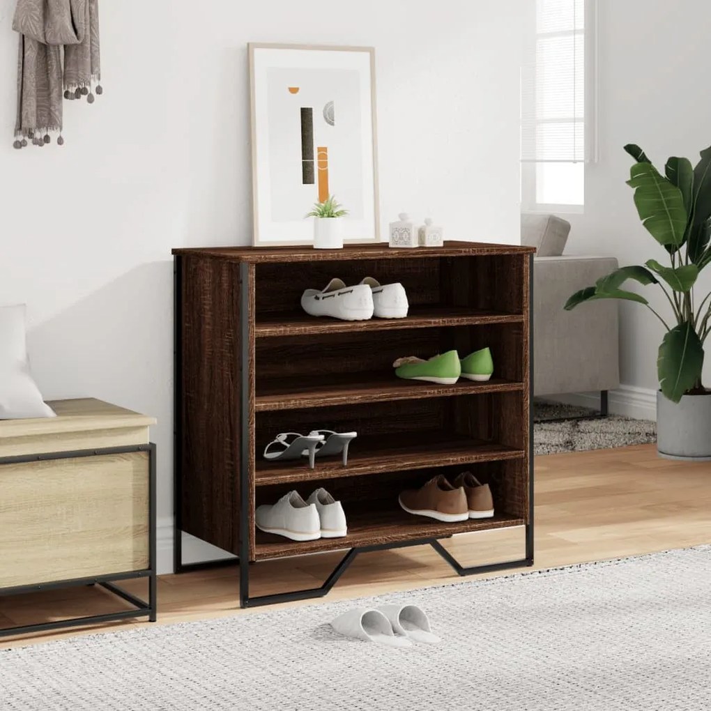 barna tölgy színű szerelt fa cipősszekrény 80 x 38 x 78 cm