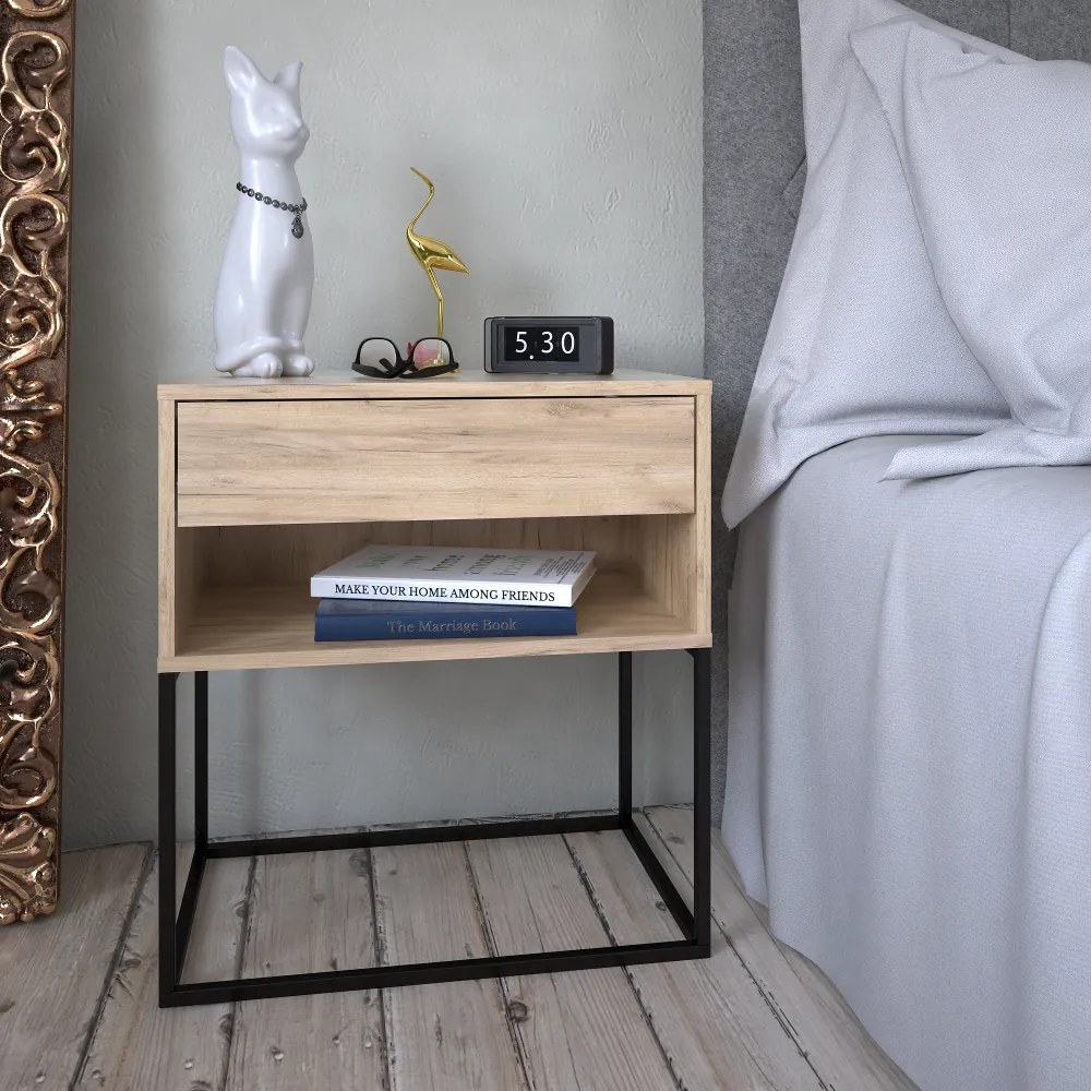 Éjjeliszekrény/kisasztal, artisan tölgy/fekete, ARTI TYP 2