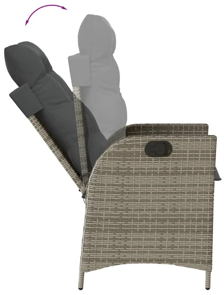 9 részes szürke polyrattan kerti étkezőgarnitúra párnával