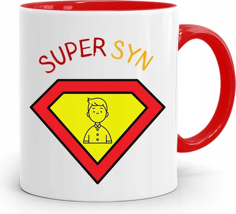 Piros Bögre Ajándék Fiúnak Szuper Fiú nyomott mintával