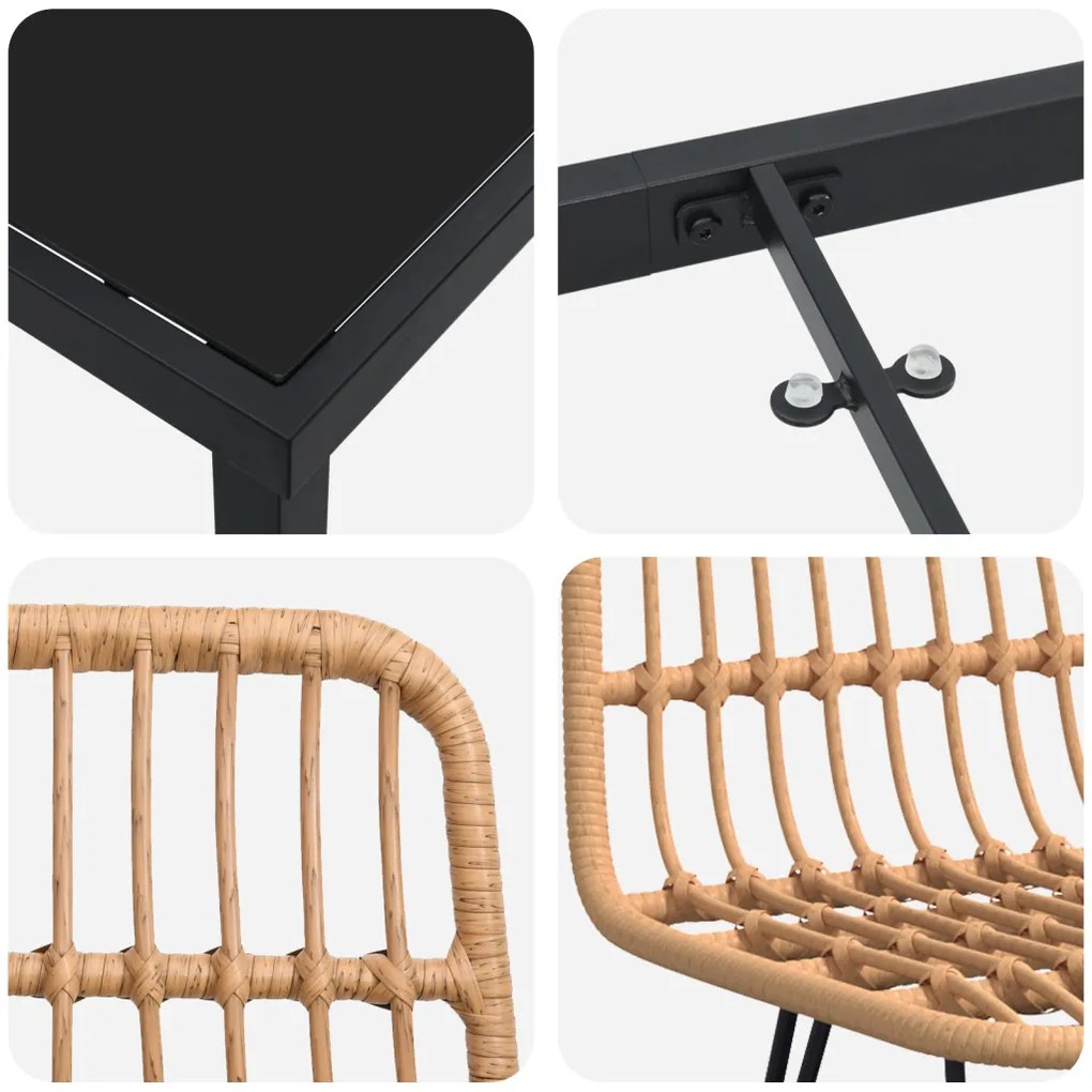 7 részes Kerti Étkező Garnitúra Barna Poly Rattan