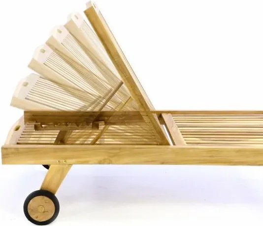 DIVERO Kerti nyugágy kerekekkel teak fa