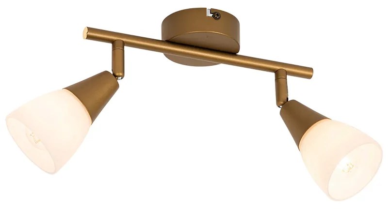 Klasszikus mennyezeti spotlámpa arany, matt üveggel, 2-lámpás - Madi