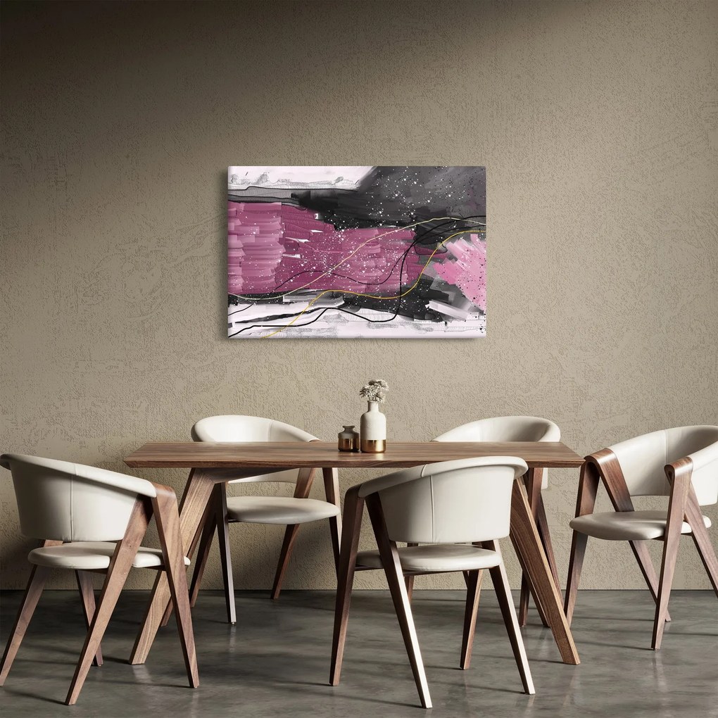 Kép - Rózsaszín-fekete absztrakció (90x60 cm)