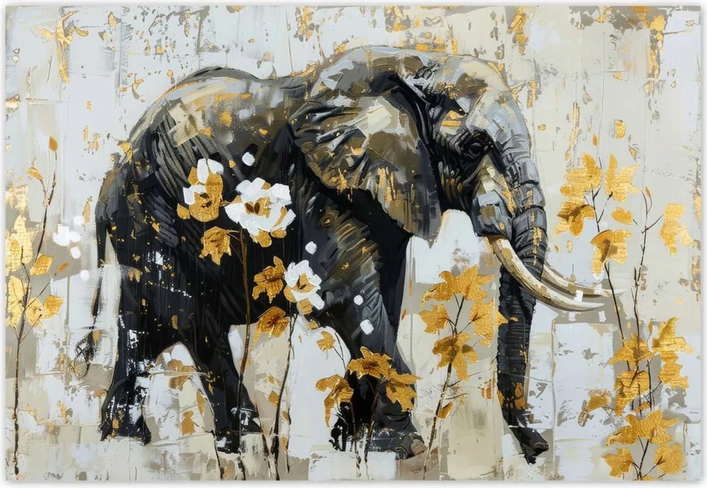 Fotótapéták 152x104 Elefánt Absztrakt Arany ékezetek