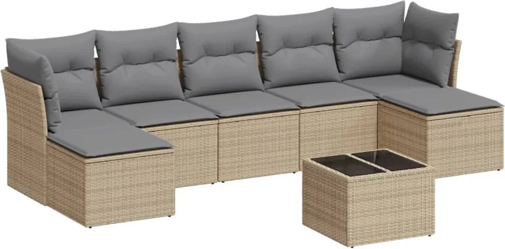 vidaXL 8 részes bézs polyrattan kerti ülőgarnitúra párnával