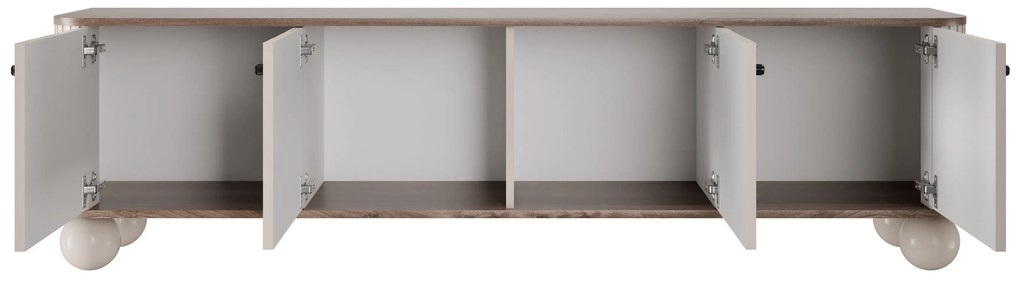 Vesper 4D TV szekrény 187 cm - kasmír / dió / fekete fogantyúk / gömb alakú lábak
