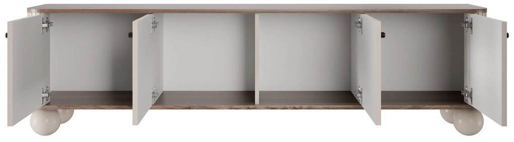 Vesper 4D TV-szekrény 187 cm - kasmír / diófa / fekete fogantyúk / gömb alakú lábak