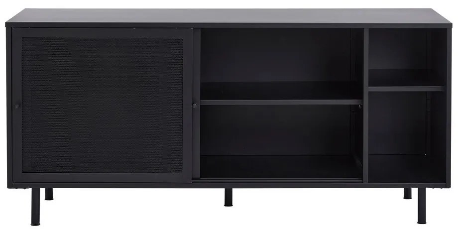Fekete fém komód tolóajtóval 160x75x46 cm Veep – Unique Furniture