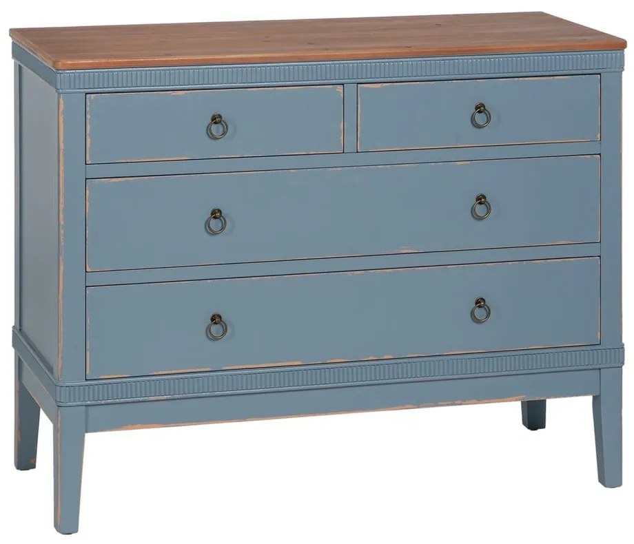 Kék jegenyefenyő alacsony komód 115x90 cm Shabby – Ixia