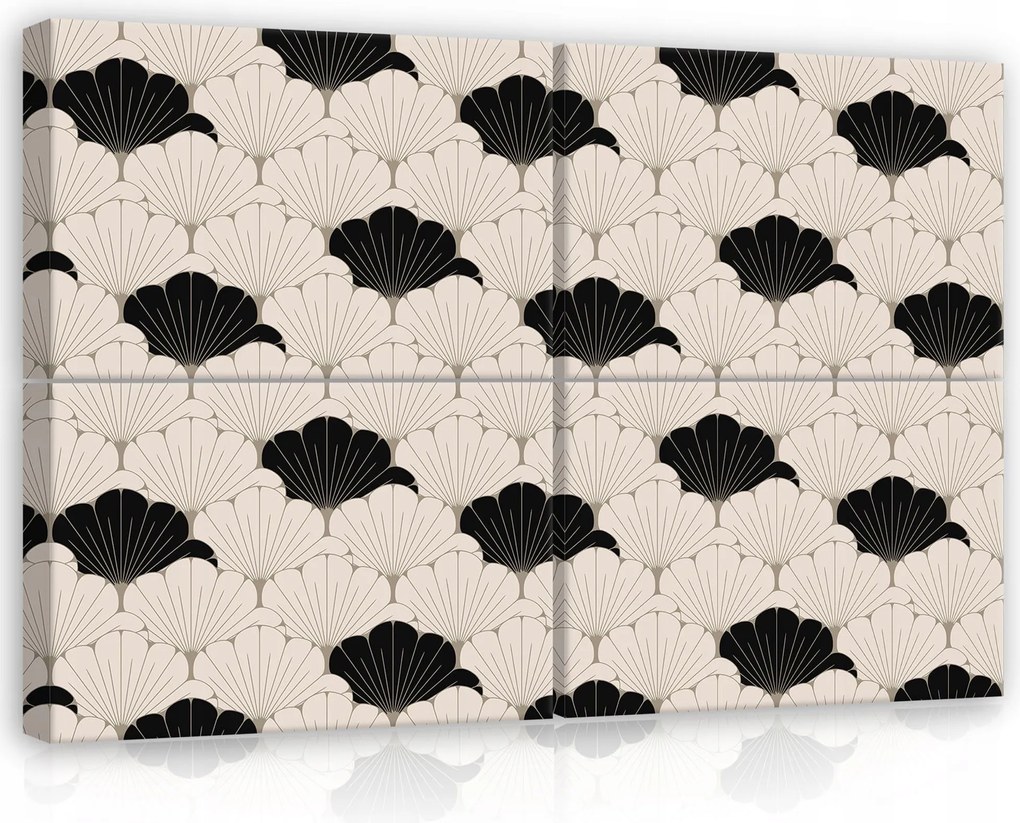 Vászonkép 120x80 moduláris triptichon keret nélkül Ar Deco minta legyező csokornyakkendő
