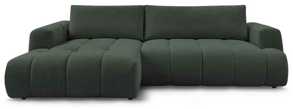 Zöld kinyitható-tárolóhelyes sarokkanapé (bal oldali-heverő résszel) Fuji – Bobochic Paris