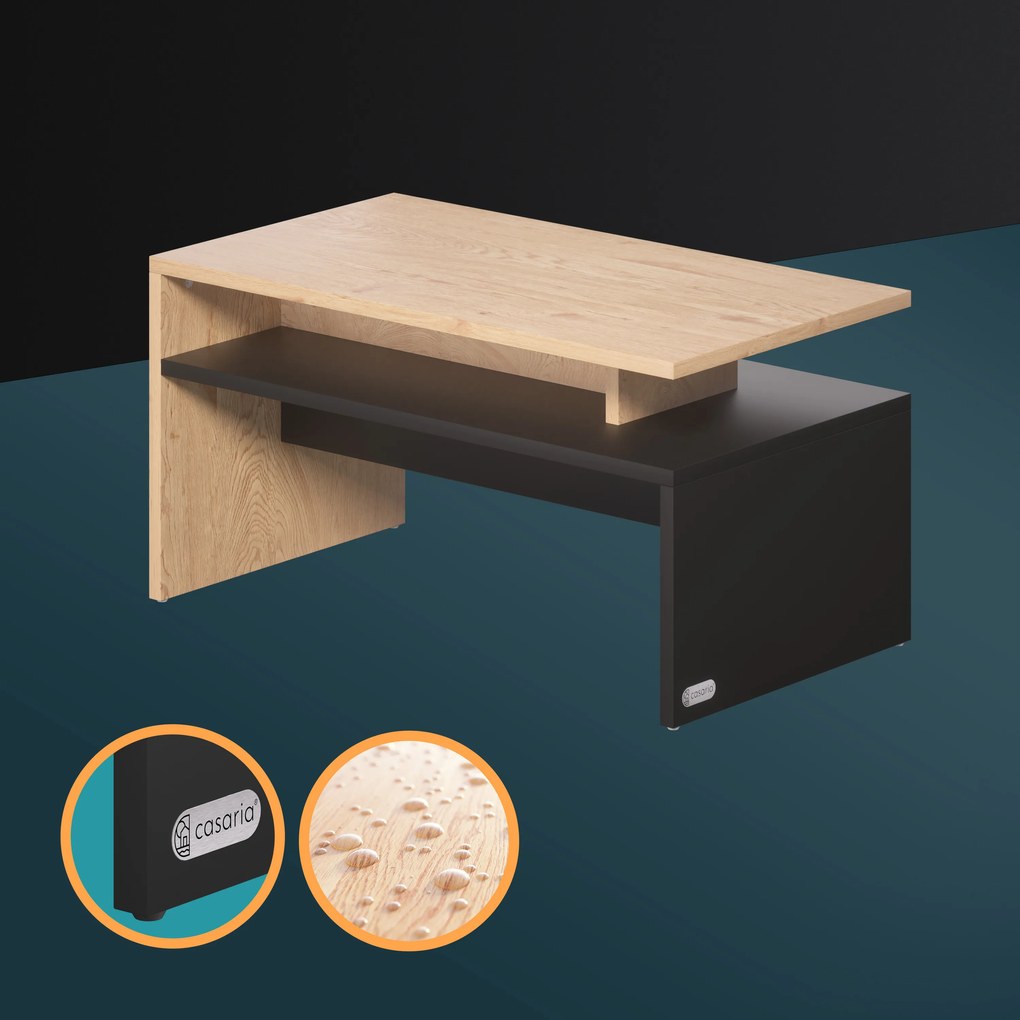 Casaria® Sacramento dohányzóasztal 92x50x47 cm - natúr/antracit